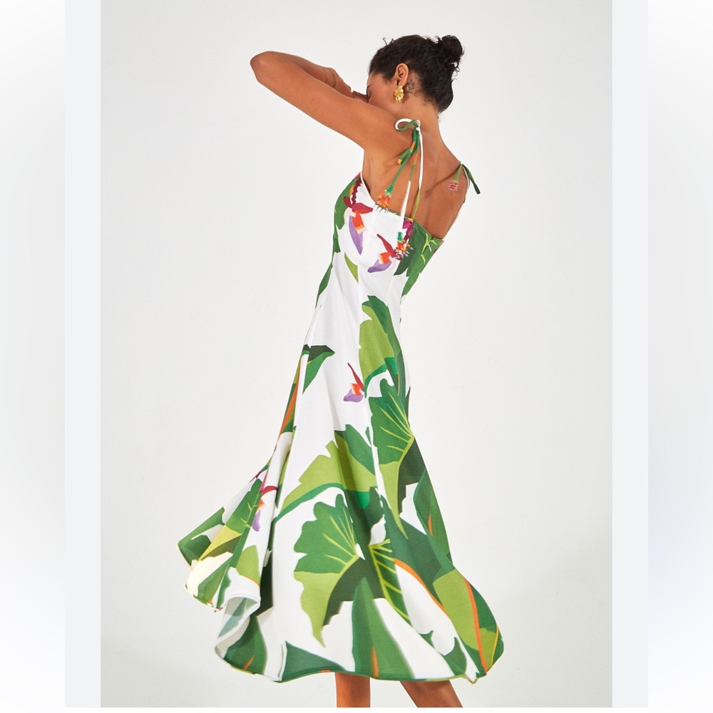 NWT FARM Rio White Tropical Midi Dress-S